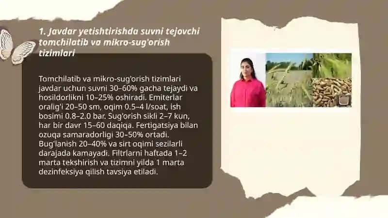 Javdar yetishtirishda resurs tejamkor texnologiyalar 3