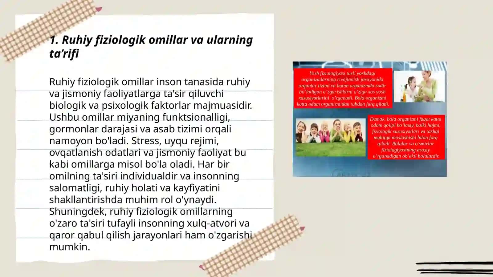 Ruhiy fiziologik omillarga gigiyenik ta’rif, organizmga ularning zararli ta’sirini oldini olish tadbirlari 3