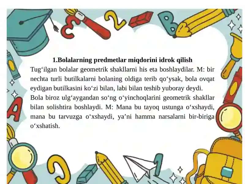 Bolalarni Predmetlar Miqdorini Idrok Qilish 3
