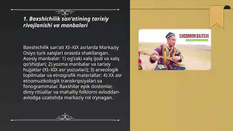 Baxshichilik san'ati XI–XIX asrlarda 3