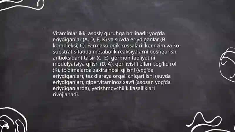 Vitaminlarni tibbiyotda qoʻllash va antivitaminlar 3