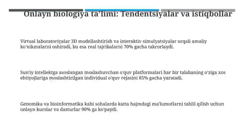 Onlayn biologiya taʼlimi: Tendentsiyalar va istiqbollar 3