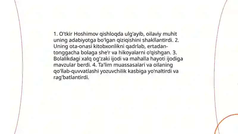 O'tkir Hoshimov hayoti va ijodlaridan namuna 3
