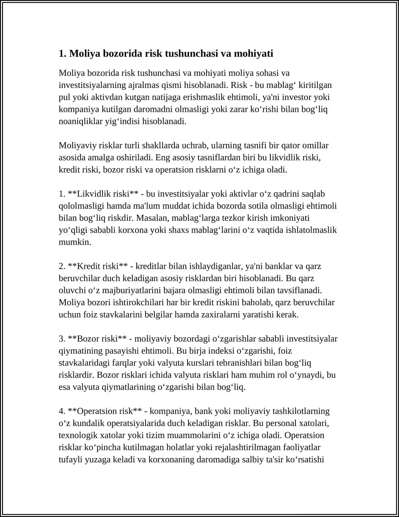 Moliya bozoridagi risklar 3