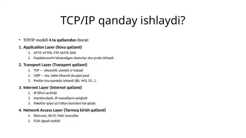 TCP/IP protokolini o'rganish 3