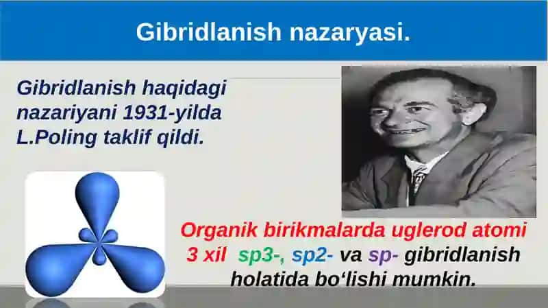 Organik birikmalarda uglerod atomining gibridlanishi 3