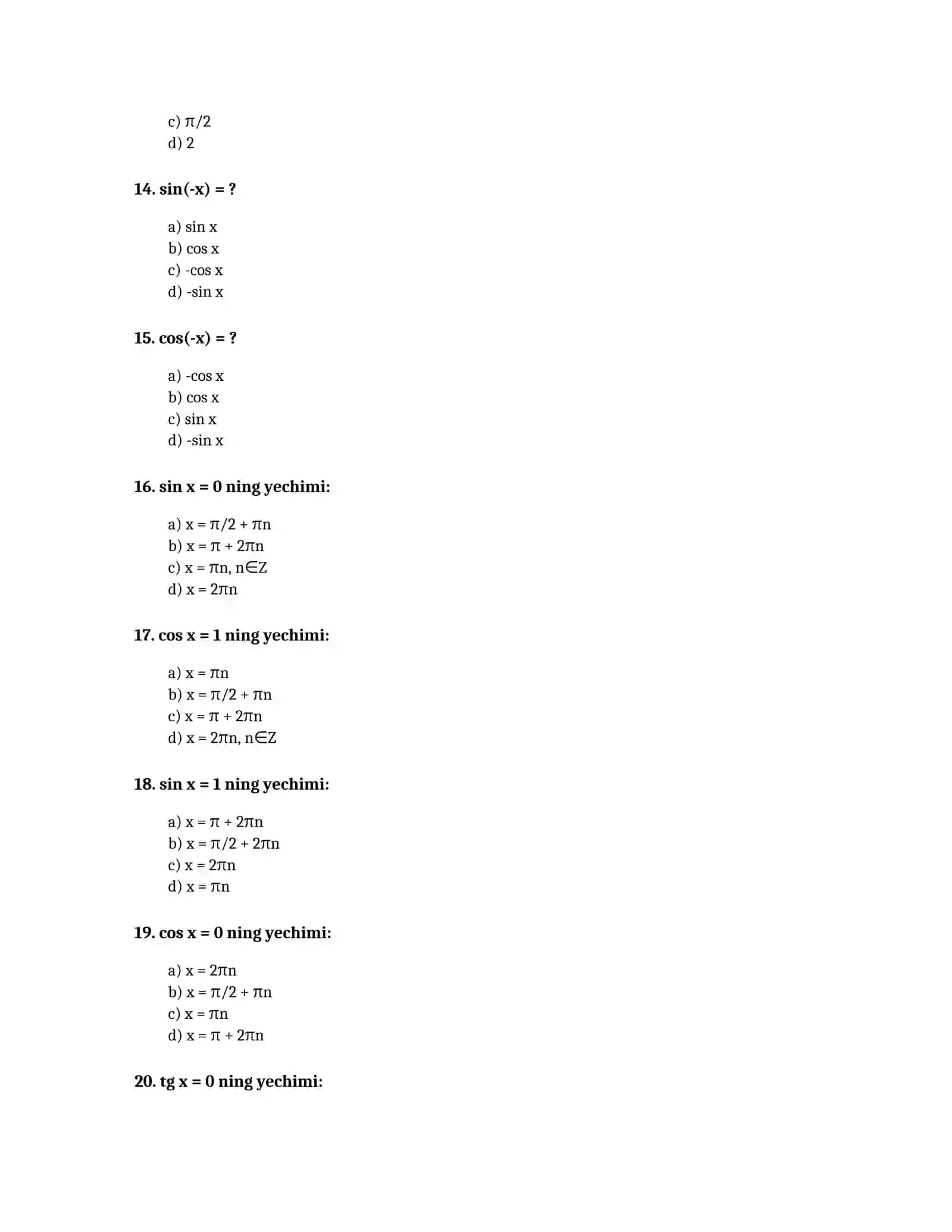9-SINF MATEMATIKA FANI BO'YICHA TEST SAVOLLARI 3