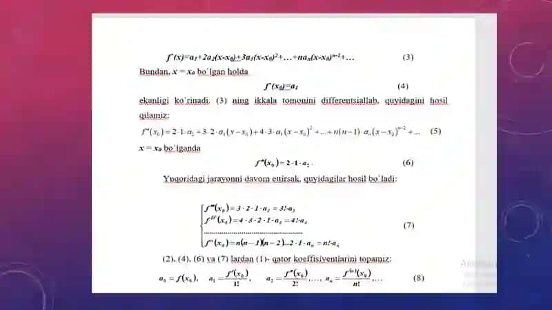 Funksiyalarni Teylor va Makloren qatorlariga yoyishga doir misollar  1.Teylor qatori.2. Makloren qatori.3. Elementar funktsiyalarni darajali qatorlarga yoyish. 3