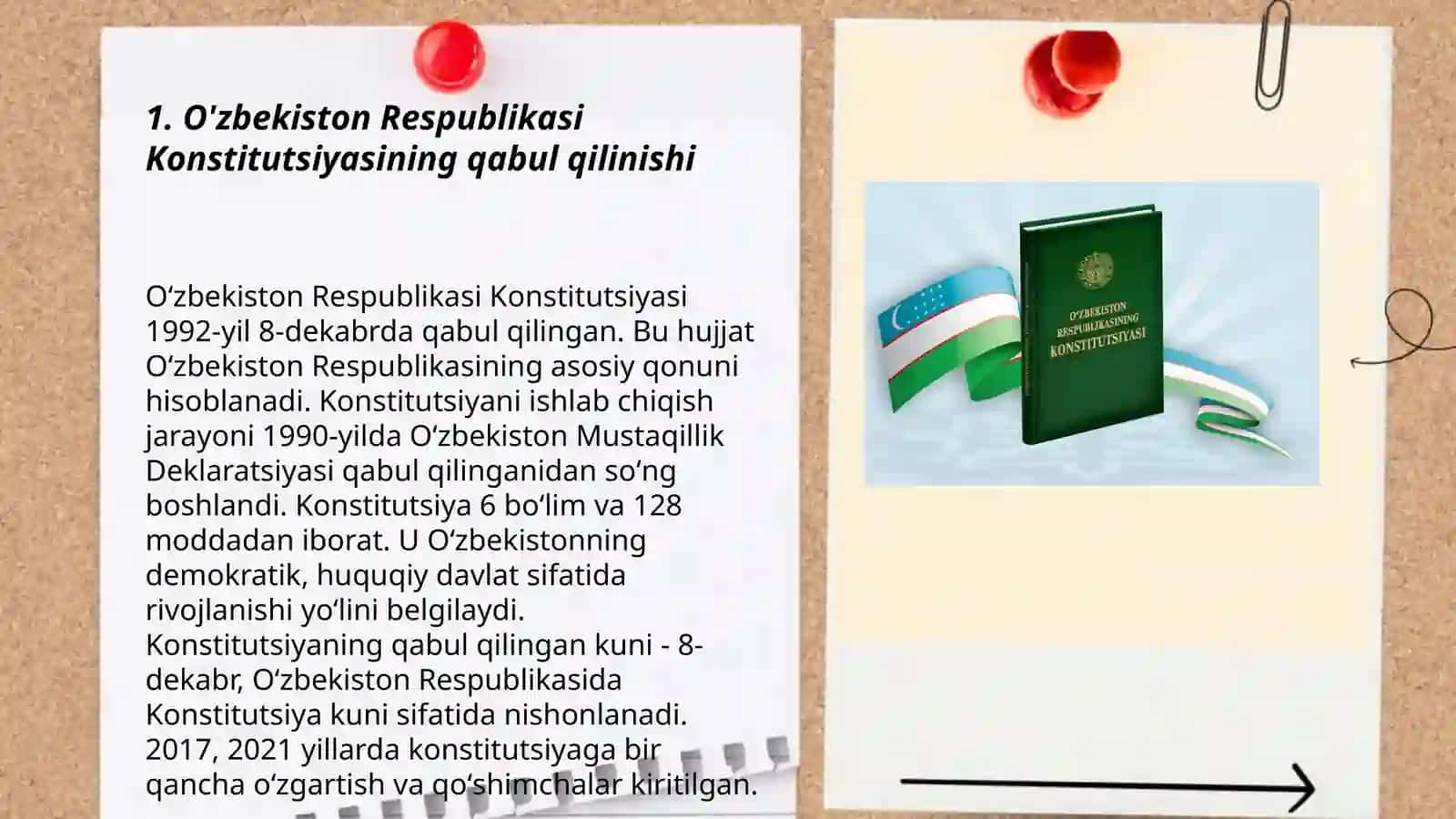 O'zbekiston Respublikasi Konstitutsiyasining qabul qilinishi va unga kiritilgan o'zgarishlar 3