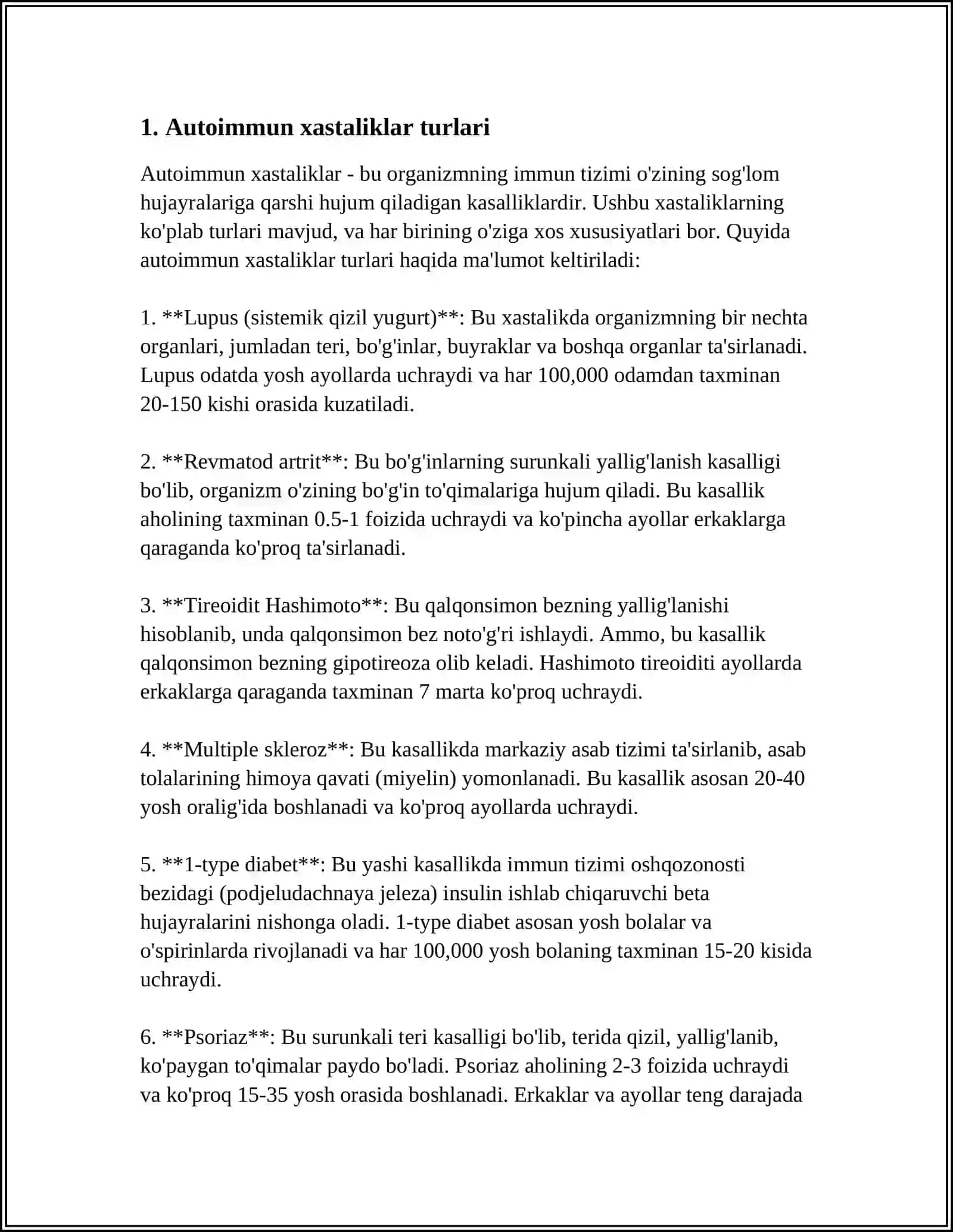 IMMUNOLOGIK TOLERANTLIK NUQSONLARI. AUTOIMMUN XASTALIKLAR 3