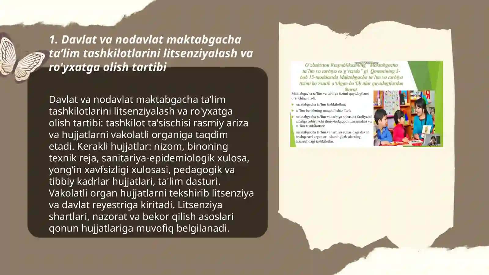 Umumiy turdagi davlat va nodavlat maktabgacha taʼlim tashkilotlarini tashkil etish 3