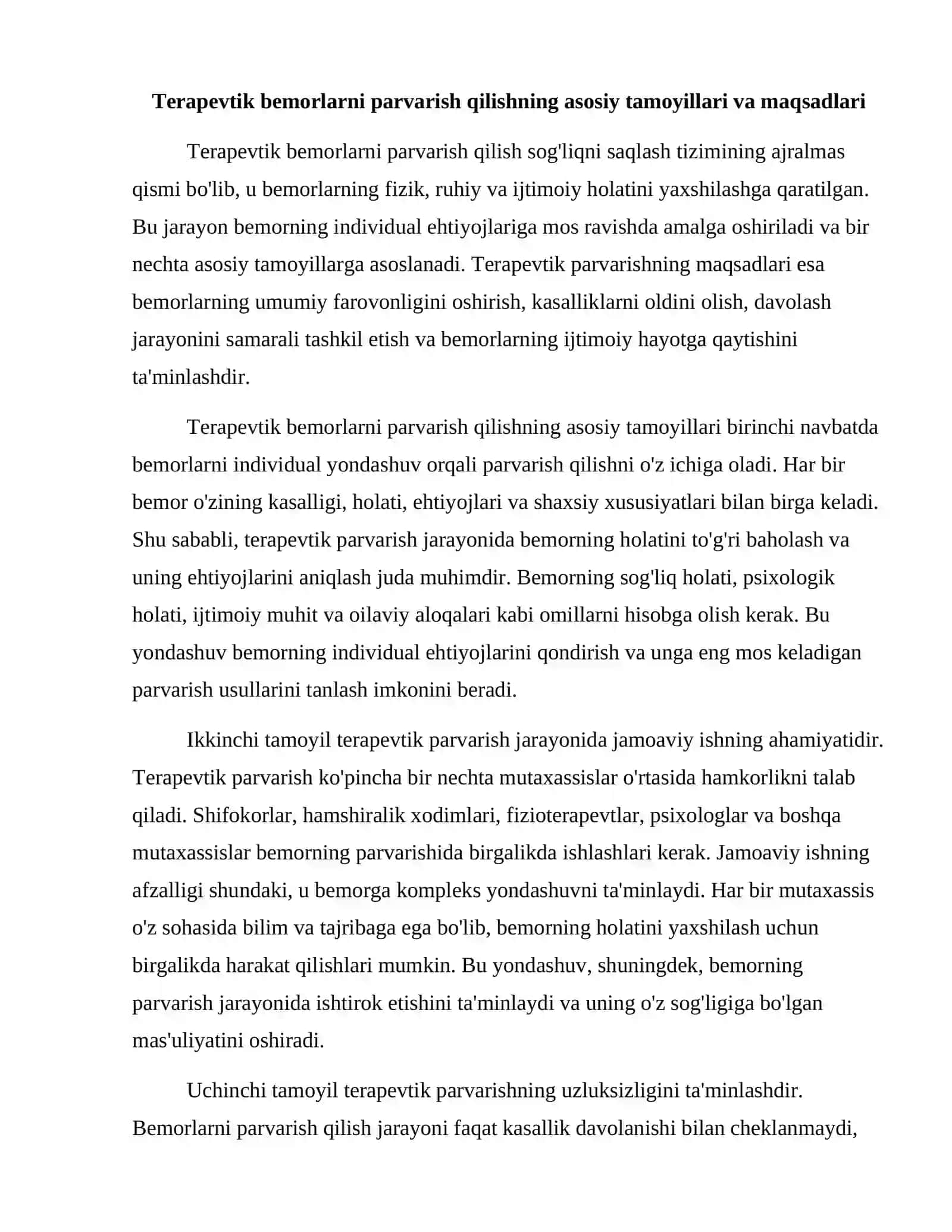 Terapevtik bemorlarni parvariah qilish 3
