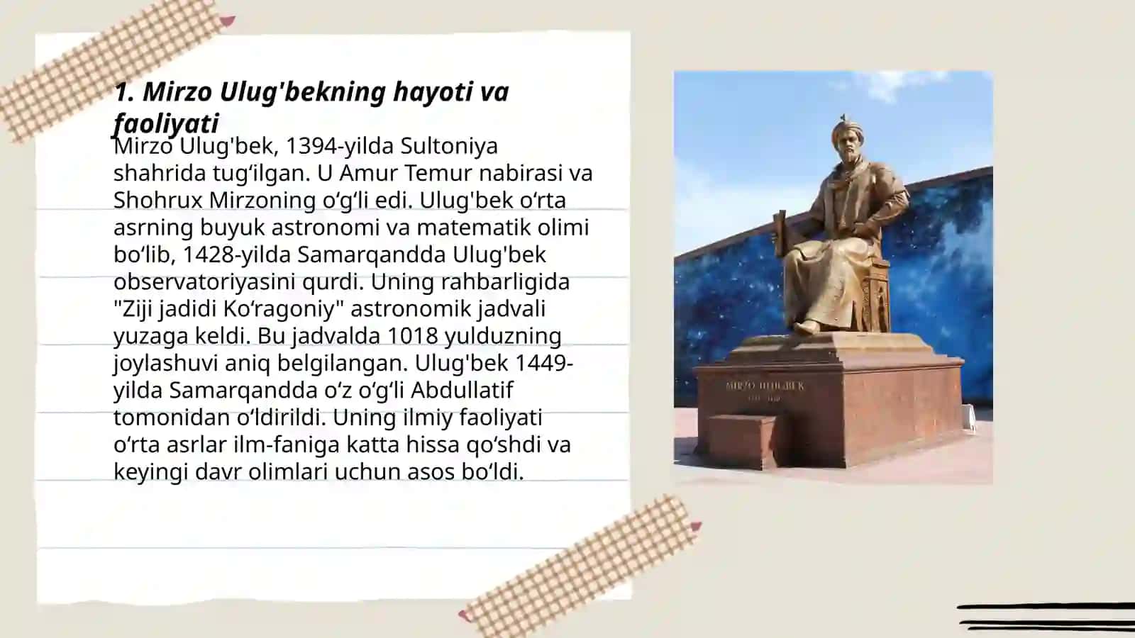 Mirzo Ulug'bek va Samarqand rasadxonasi 3