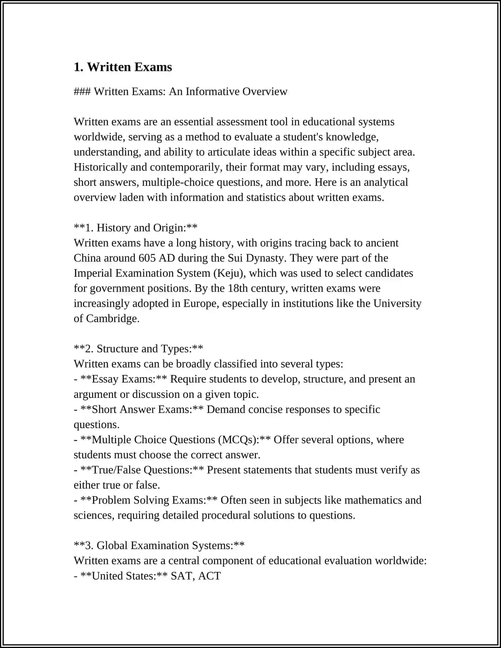 Written Exams: An Informative Overview 3