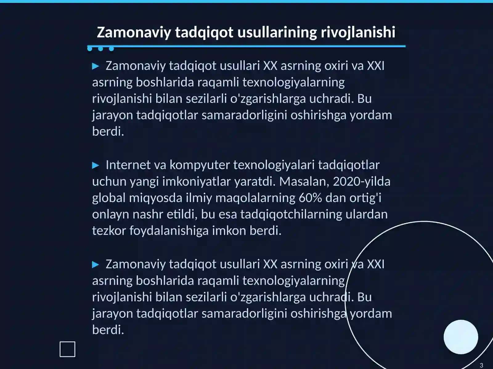 Zamonaviy tadqiqot usullari 3