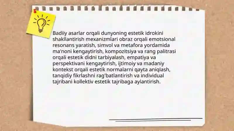 Dunyoni estetik idrok etishda badiiy asarlarning ahamiyati 3