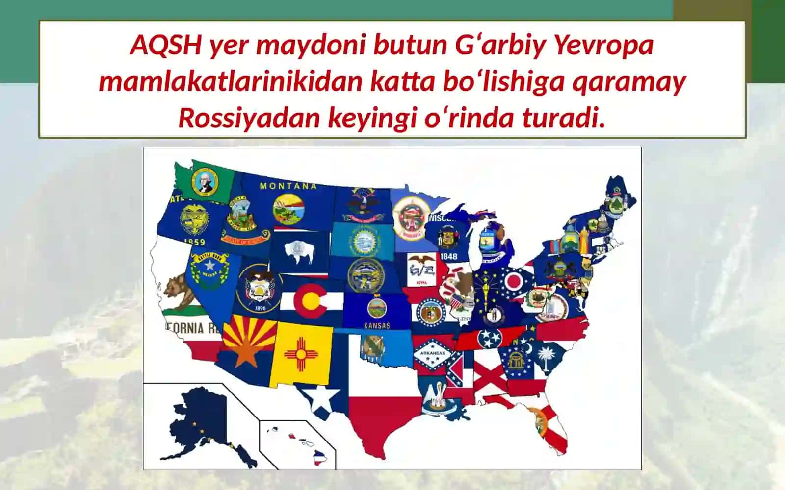 Geografiya darsligi asosida 63 § - mavzu Amerika Qo‘shma Shtatlari 3