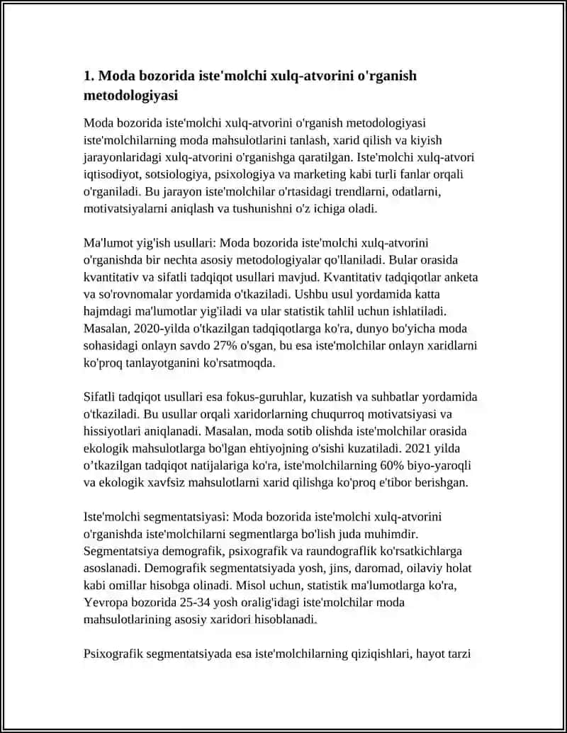 Modada isteʼmolchi xulq-atvorini o'rganish va sigmentatsiya usullari 3