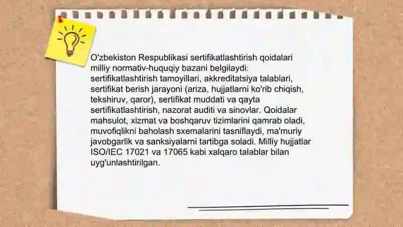 O'zbekiston Respublikasi sertifikatlashtirish milliy tizimi 3
