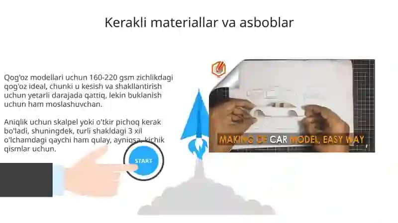 Qog'ozdan chizma asosida avtomobil modelini yasash 3