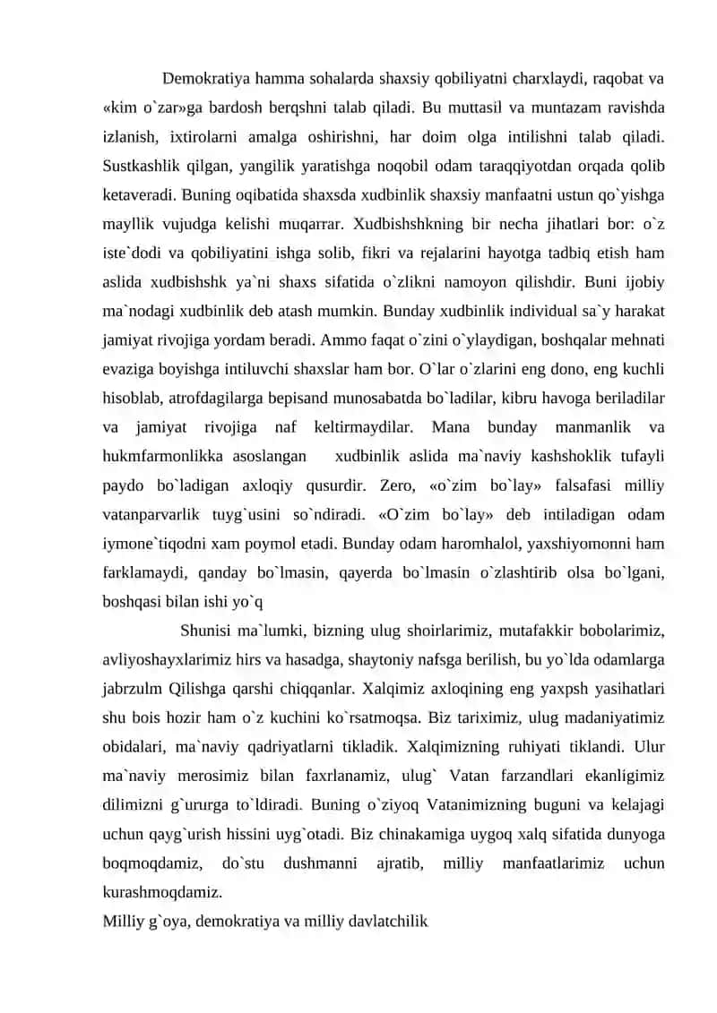 O`zbekistonda milliy g`oya va uning jamiyat hayotidagi o`rni 3