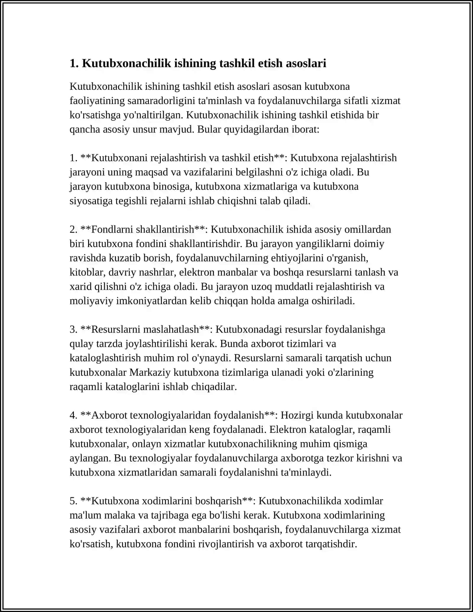 KUTUBXONACHILIK ISHINI TASHKIL ETISH PRINSIPLARI VA UNING FUNKSIYALARI 3