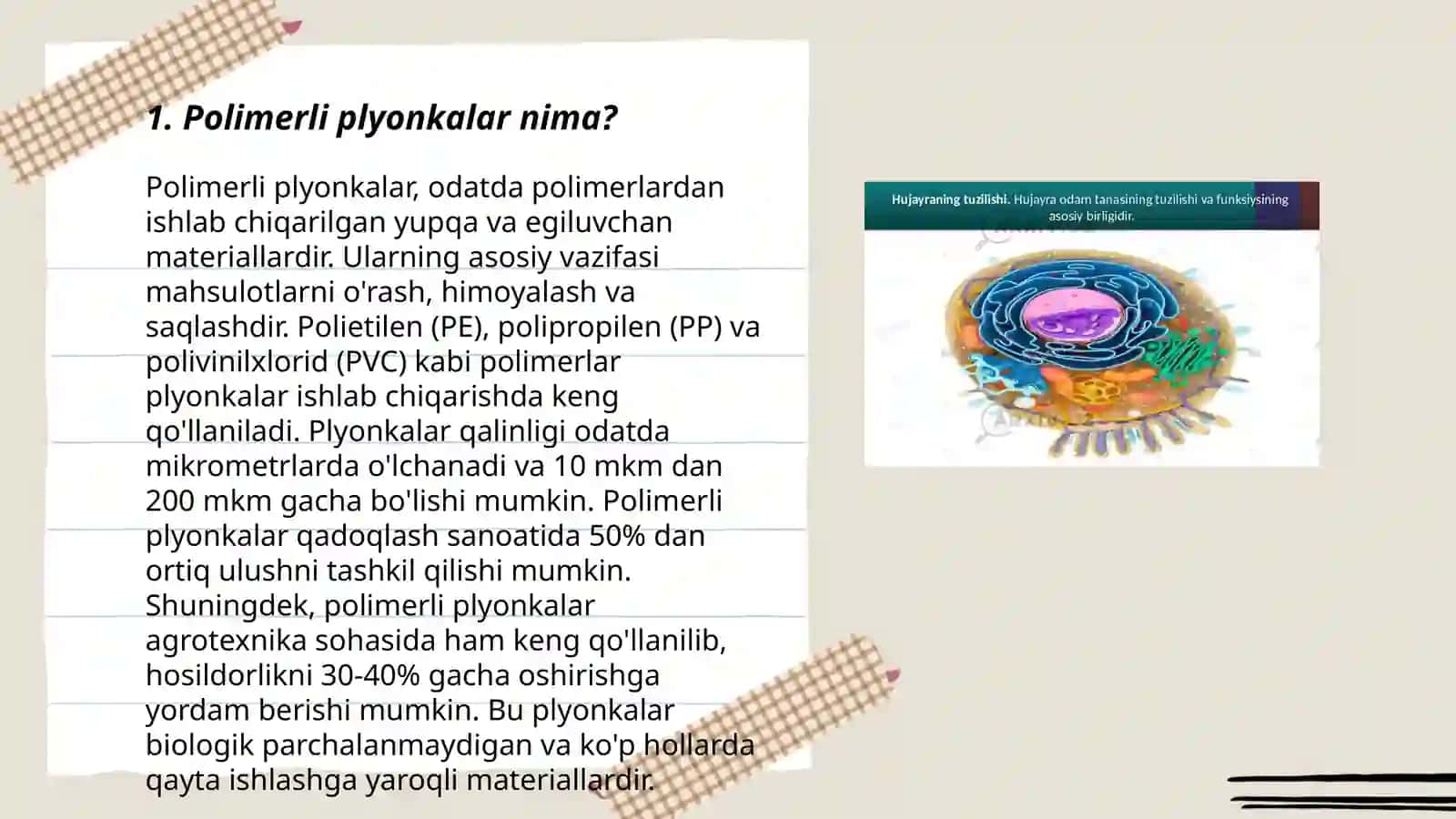 Polimerli plyonkalar va ularning turlari. Smola shimdirilgan qogʻoz asosli pardozlash asoslarini oʻrganish 3