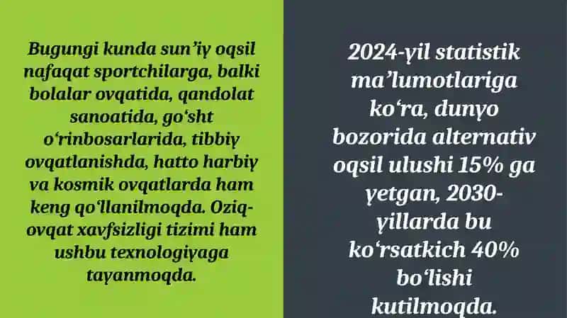Sunʼiy oqsil ozuqa moddalarining ishlab chiqarilishi va kelgusidagi imkoniyatlar 3