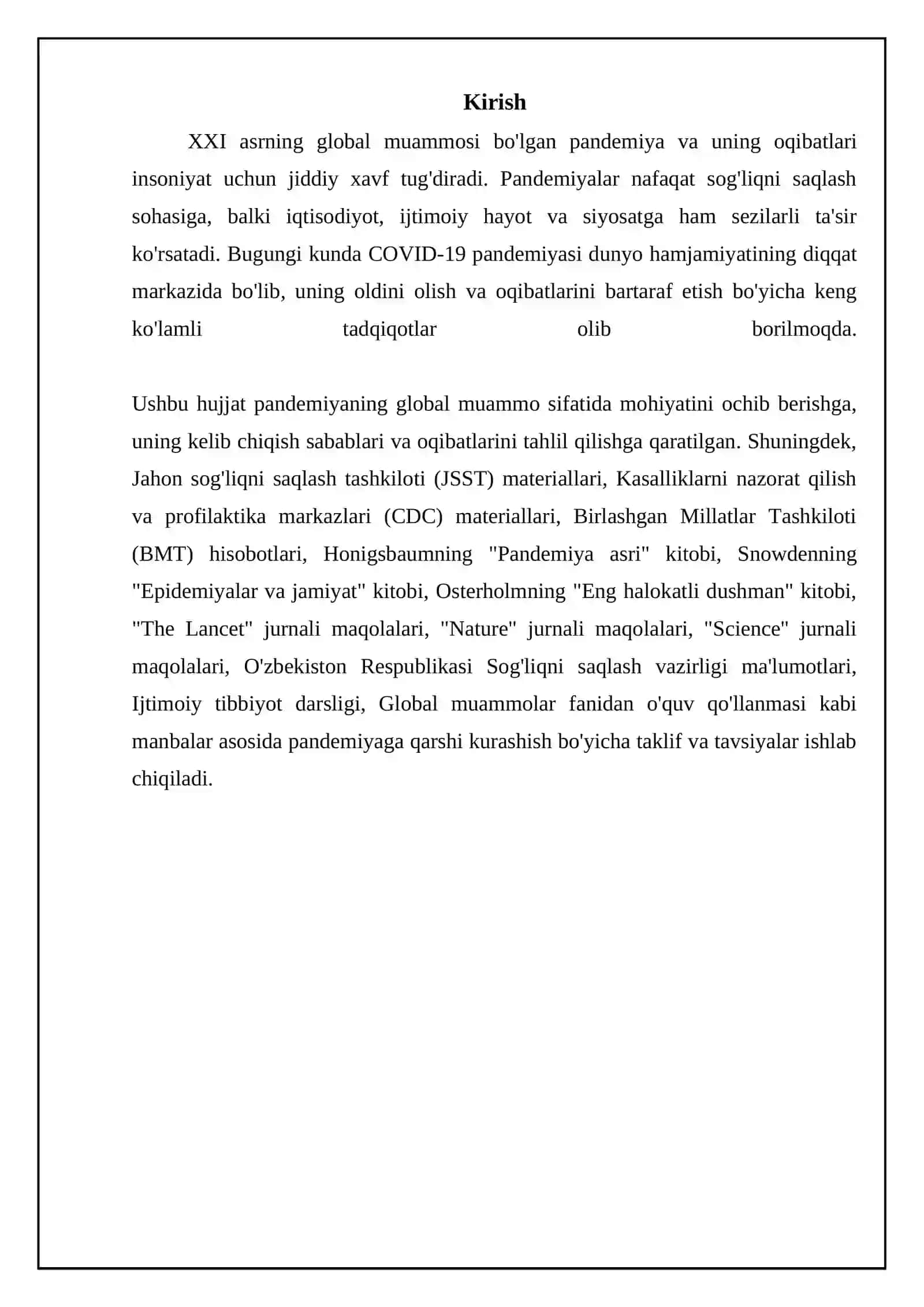 Pandenimiya 21asrning global muammosi va uning oqibatlari 3