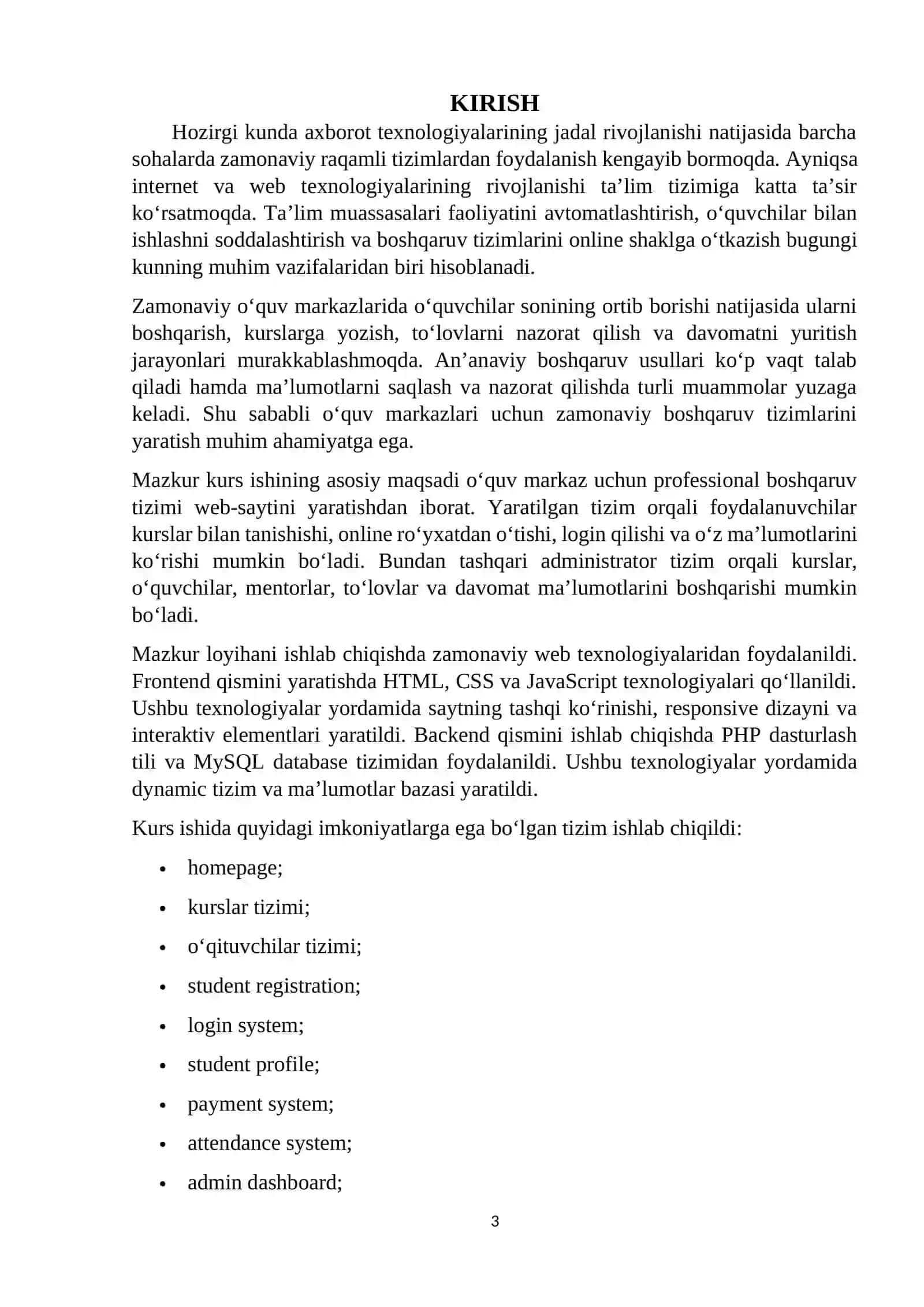 “O‘quv markaz uchun boshqaruv tizimi “ veb-saytini yaratish 3