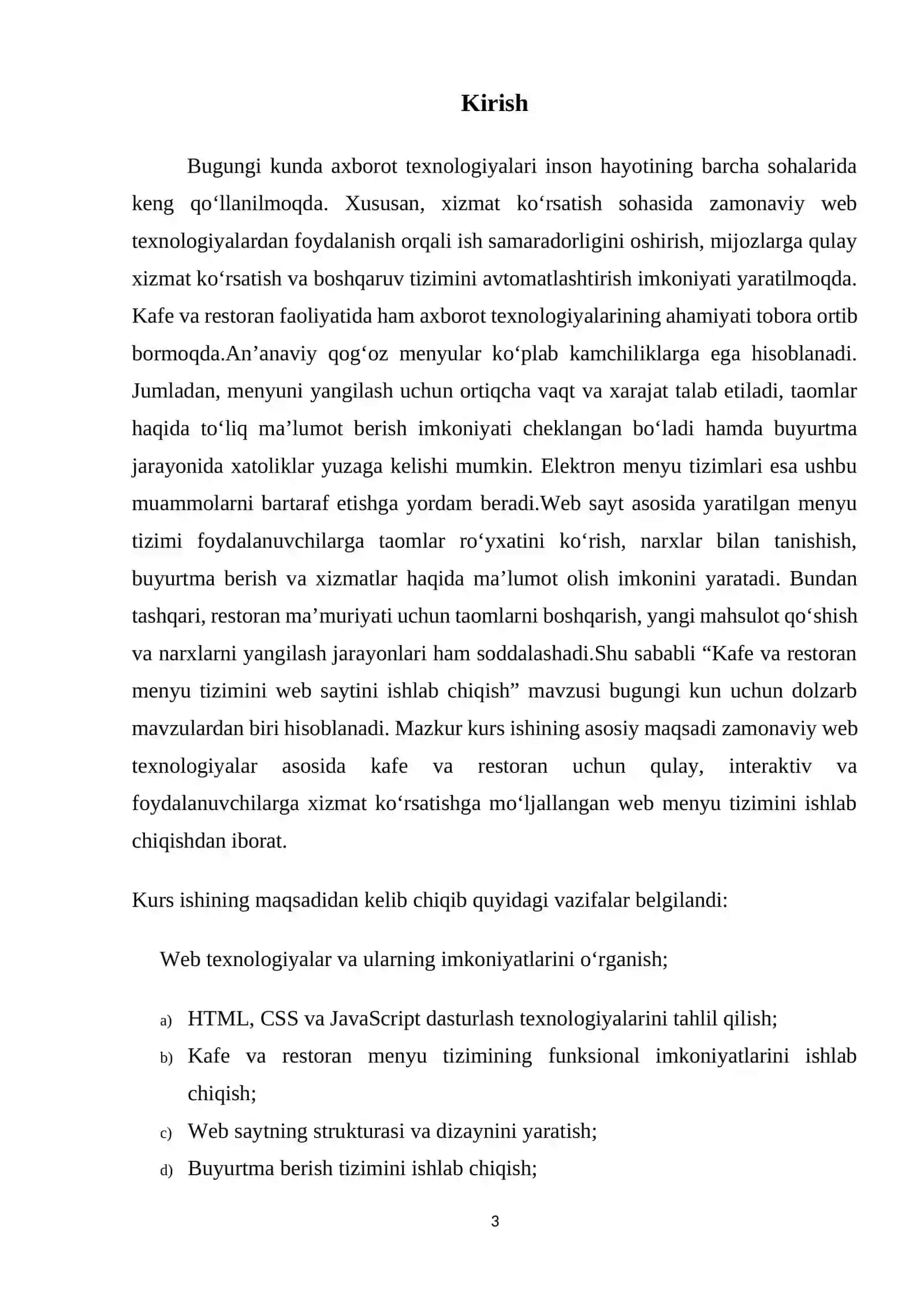 Kafe va restoran menyu tizimini web saytini ishlab chiqish 3