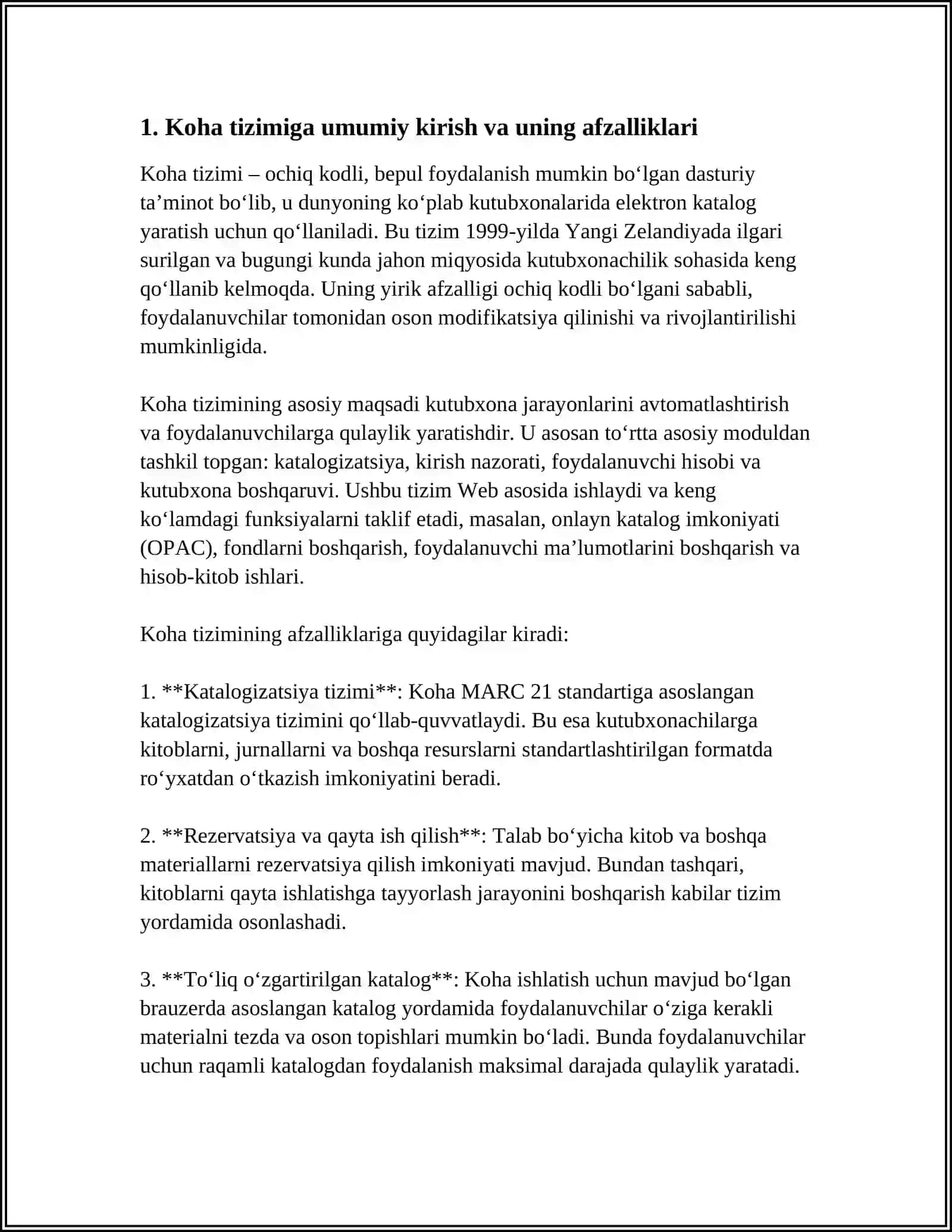 KOHA TIZIMI ASOSIDA ELEKTRON KATALOG YARATISH 3