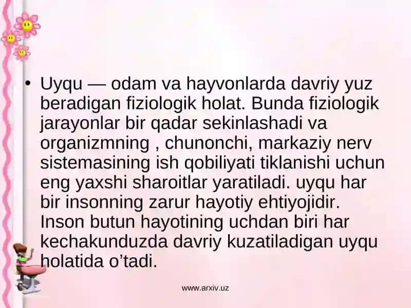 Uyqu turlari. Tush ko’rish 3