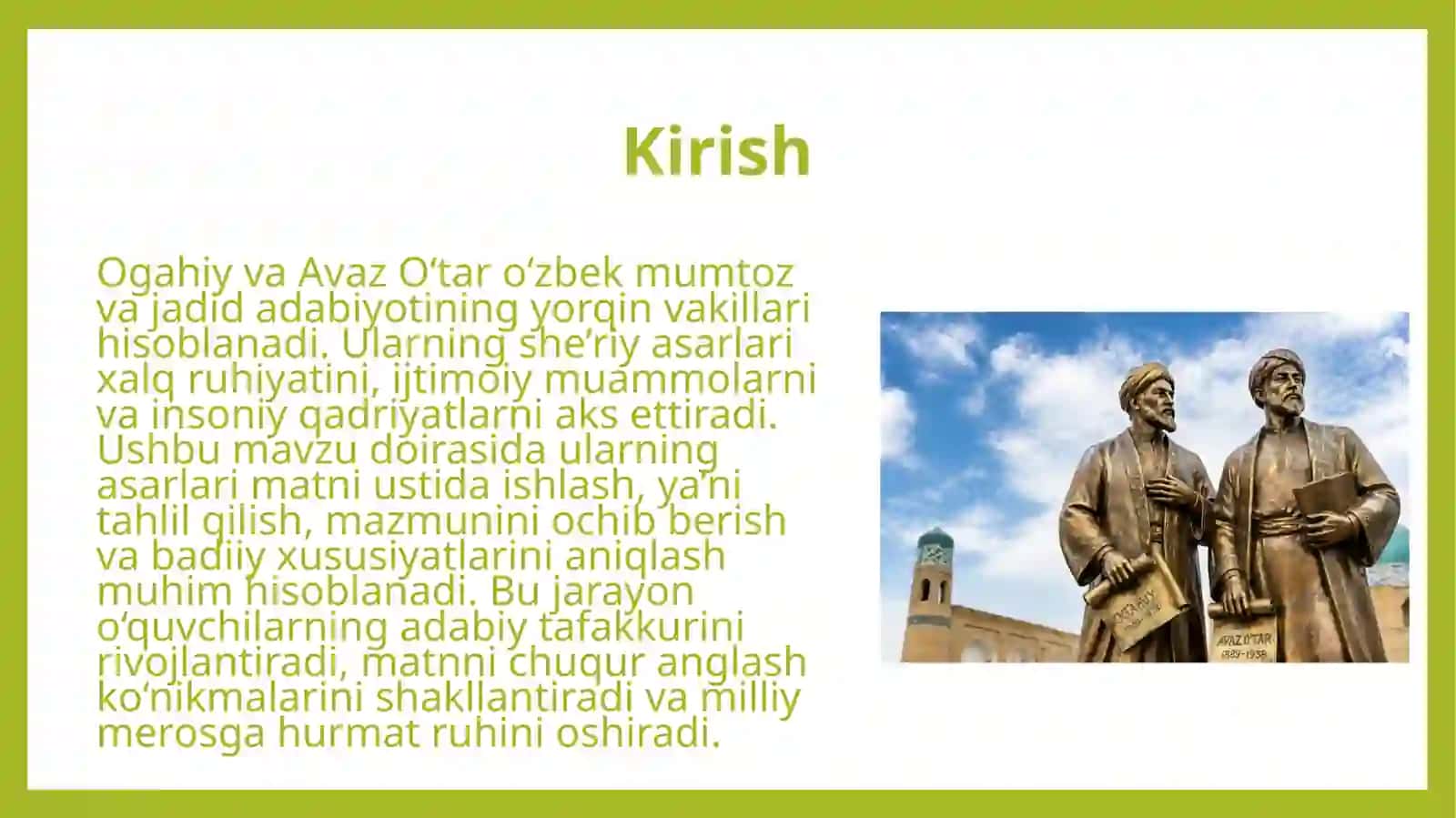 Ogahiy, Avaz O'tar she'riy asarlari matni ustida ishlash 3