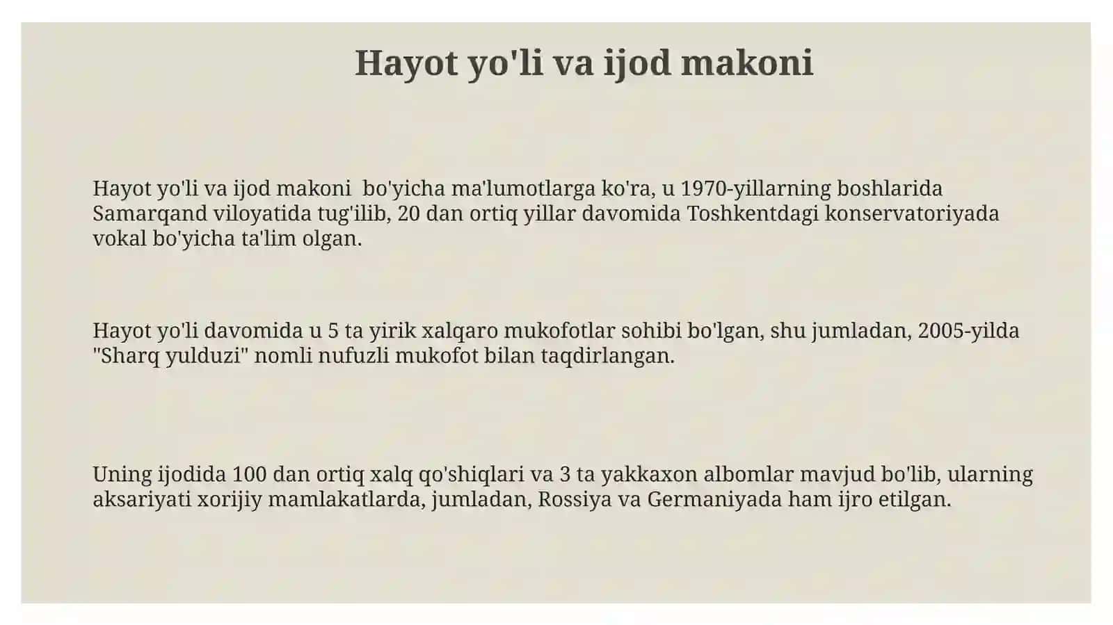 Hayot yo'li va ijod makoni 3