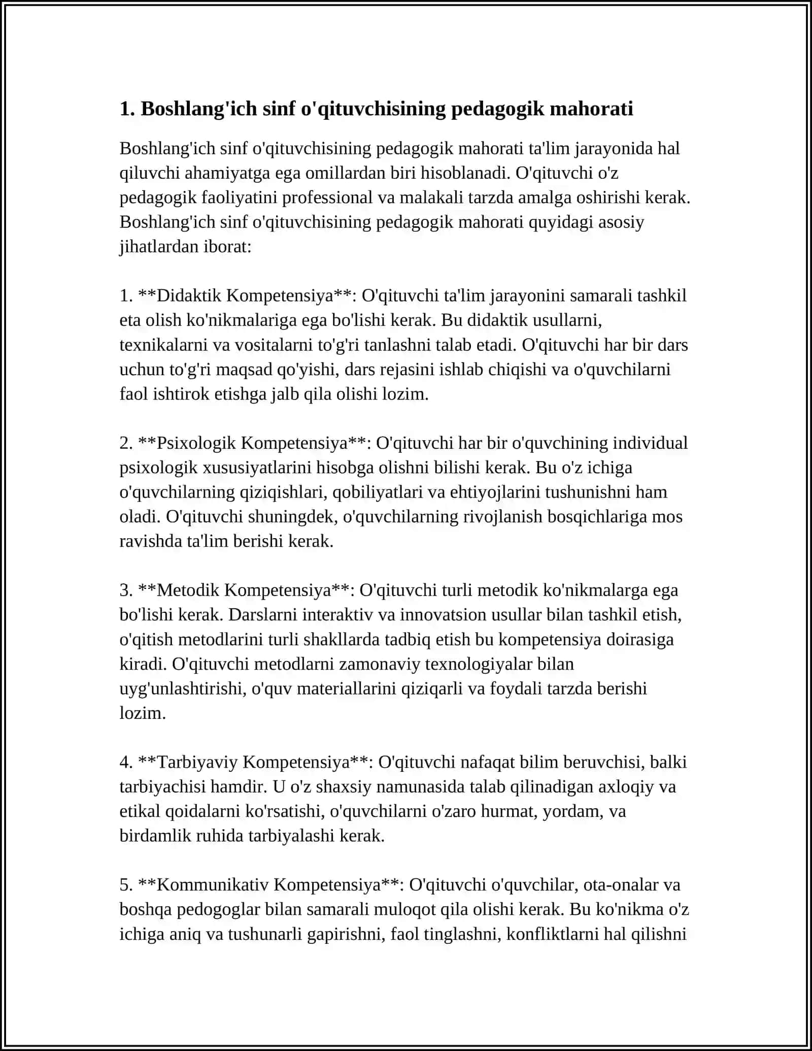 DARS JARAYONIDA MUAMMOLI VAZIYATLARDAN FOYDALANISHDA BOSHLANGʻICH SINF OʻQITUVCHISINING MAHORATI VA IJODKORLIGI 3
