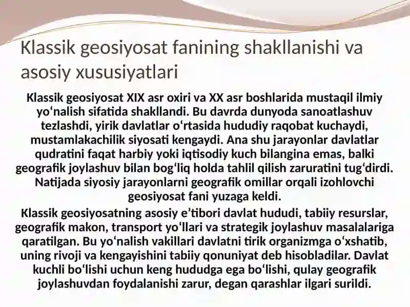 Klassik geosiyosat: F. Ratseldan X. Makindergacha 3