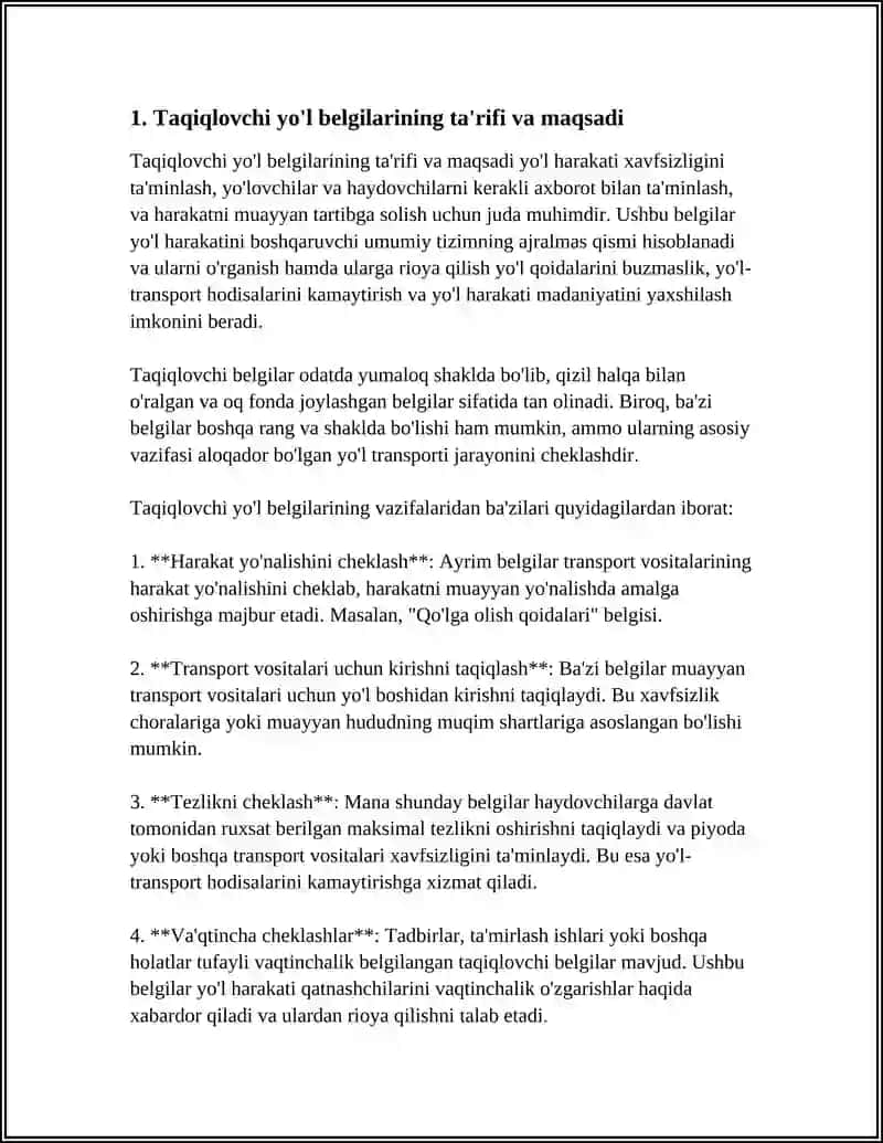 TAQIQLOVCHI VA BUYURUVCHI YO'LU BELGILARI 3