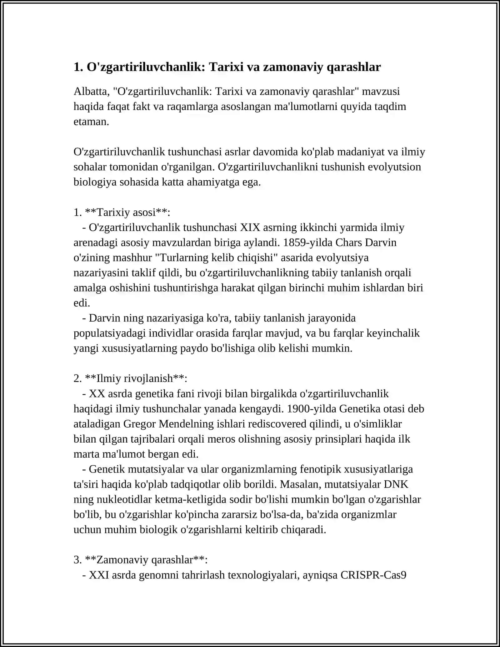 O'ZGARUVCHANLIK:XILLARI VA TIBBIYOTDAGI ROLI 3