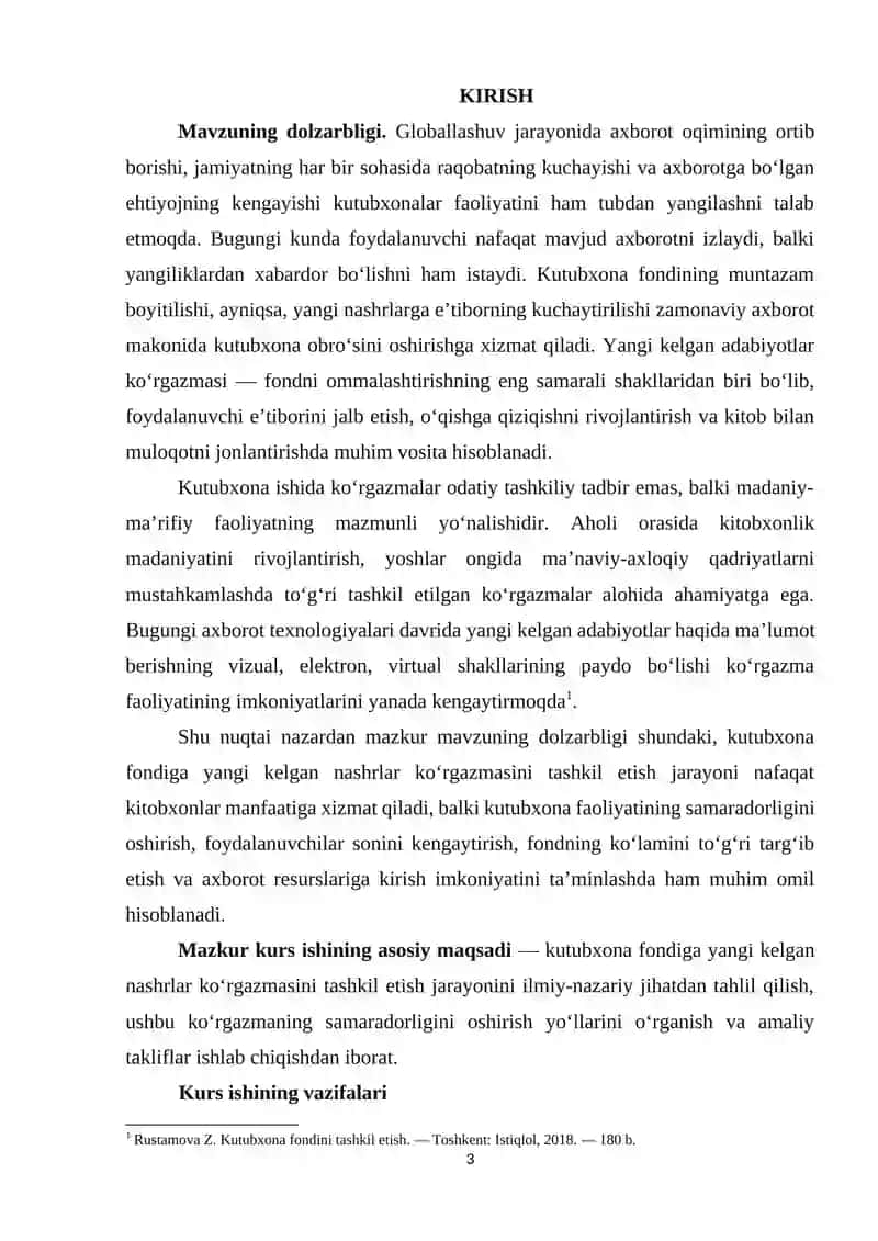 Kutubxona fondiga yangi kelgan nashrlar koʻrgazmasini etish samaradorligi 3
