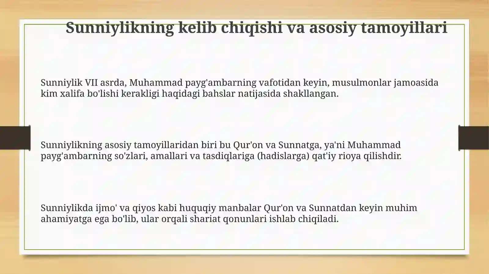 Sunniylikning kelib chiqishi, rivojlanishi va asosiy tamoyillari 3