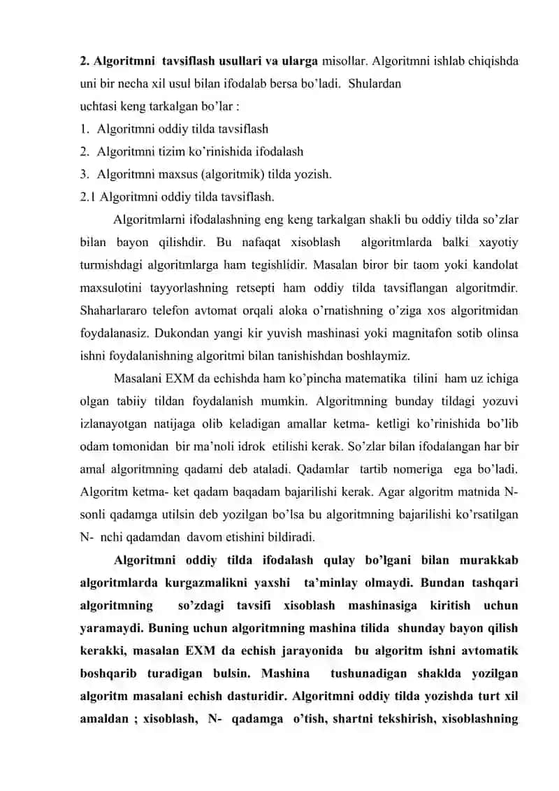 Algoritm turlari va uning xossalari 3