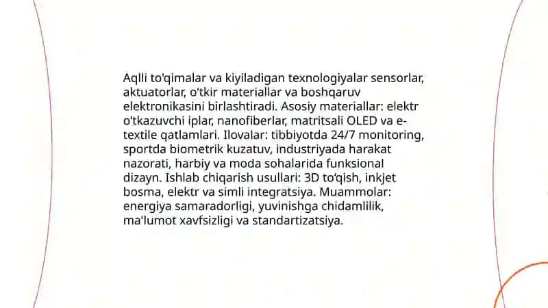Aqlli to'qimalar va kiyiladigan texnologiyalar 3