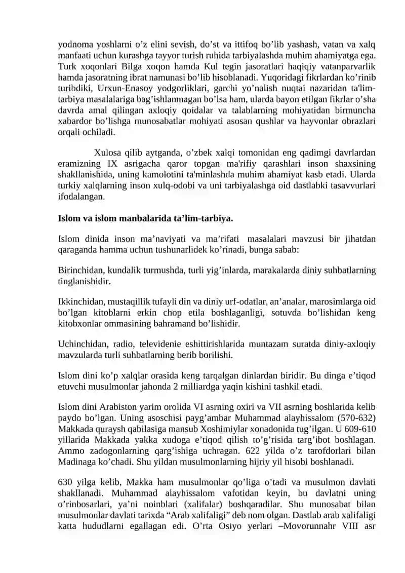 Tarbiya fanini o‘qitishning ilmiy, diniy, badiiy va falsafiy asoslari. 3