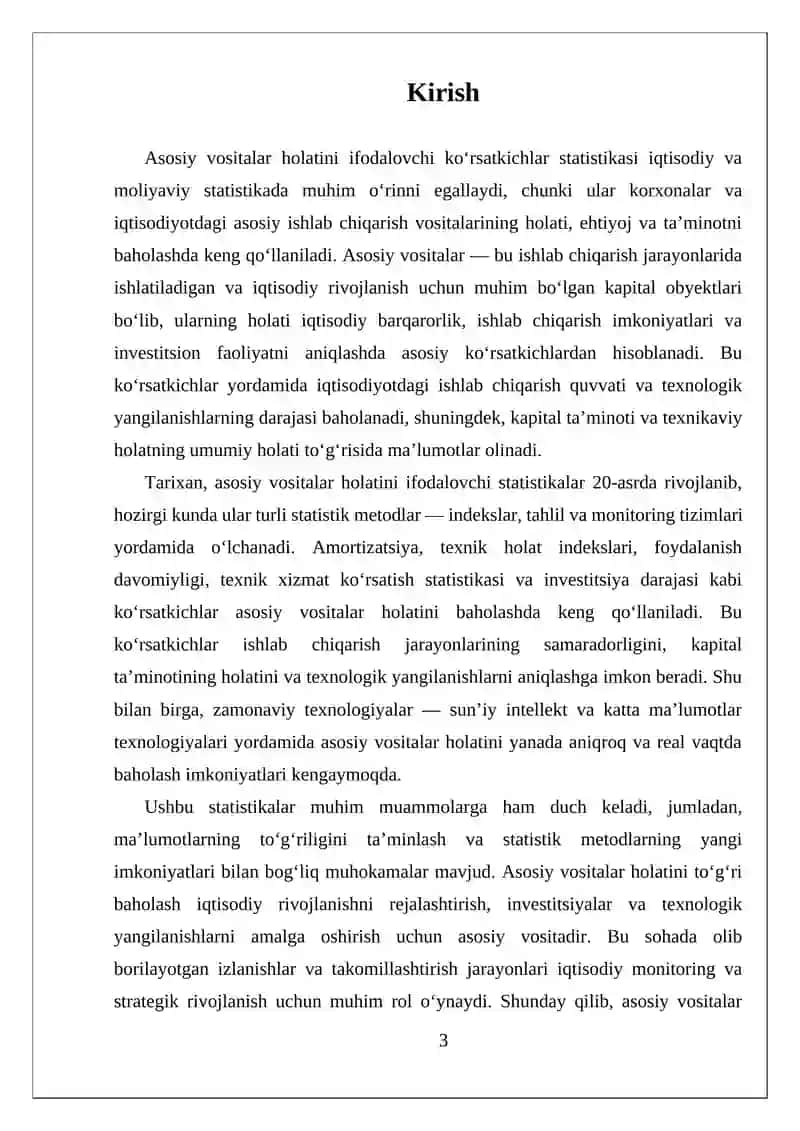 Asosiy Vositalar Holatini Ifodalovchi Koʻrsatkichlar Statistikasi 3