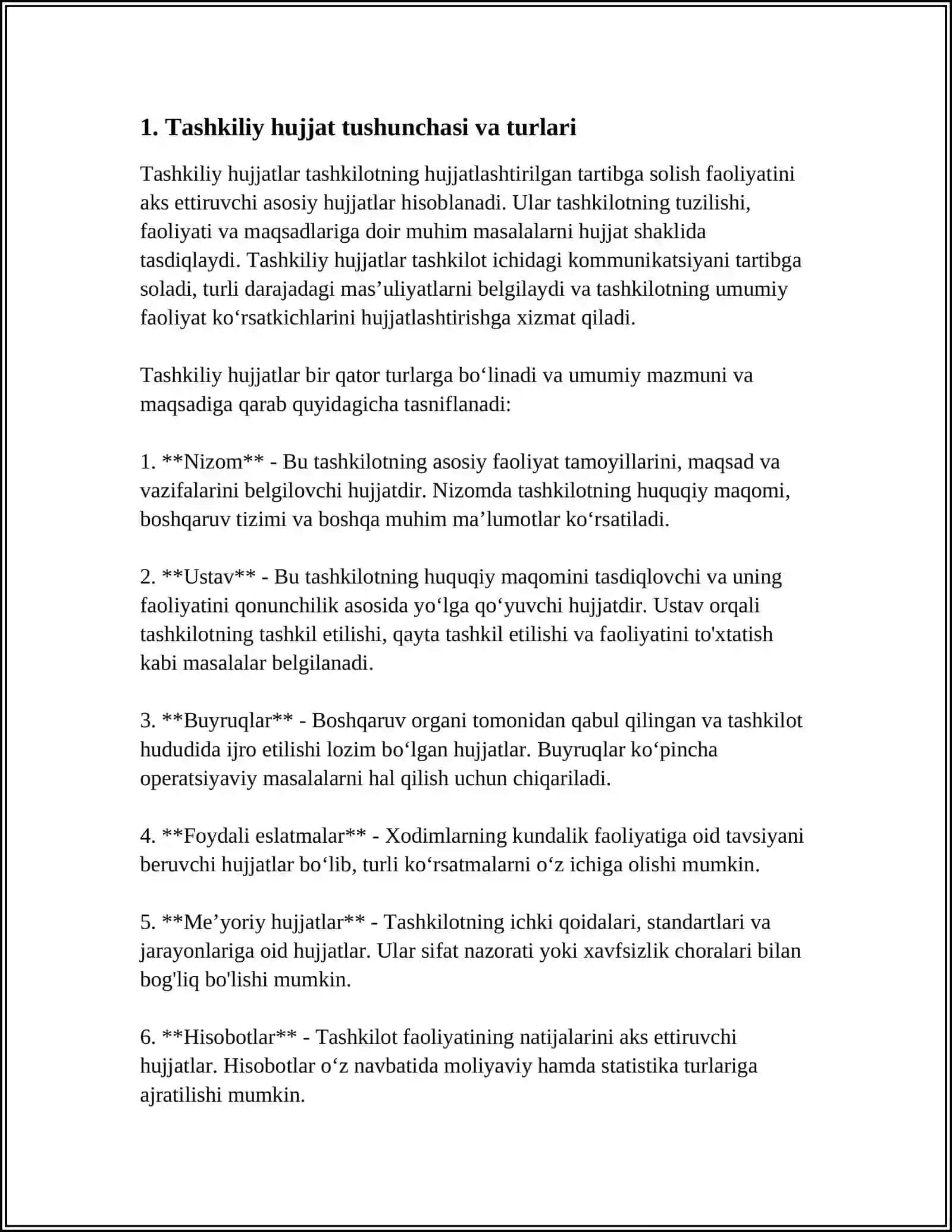 TASHKILIY HUJJAT NAMUNALARI BILAN ISHLASH 3