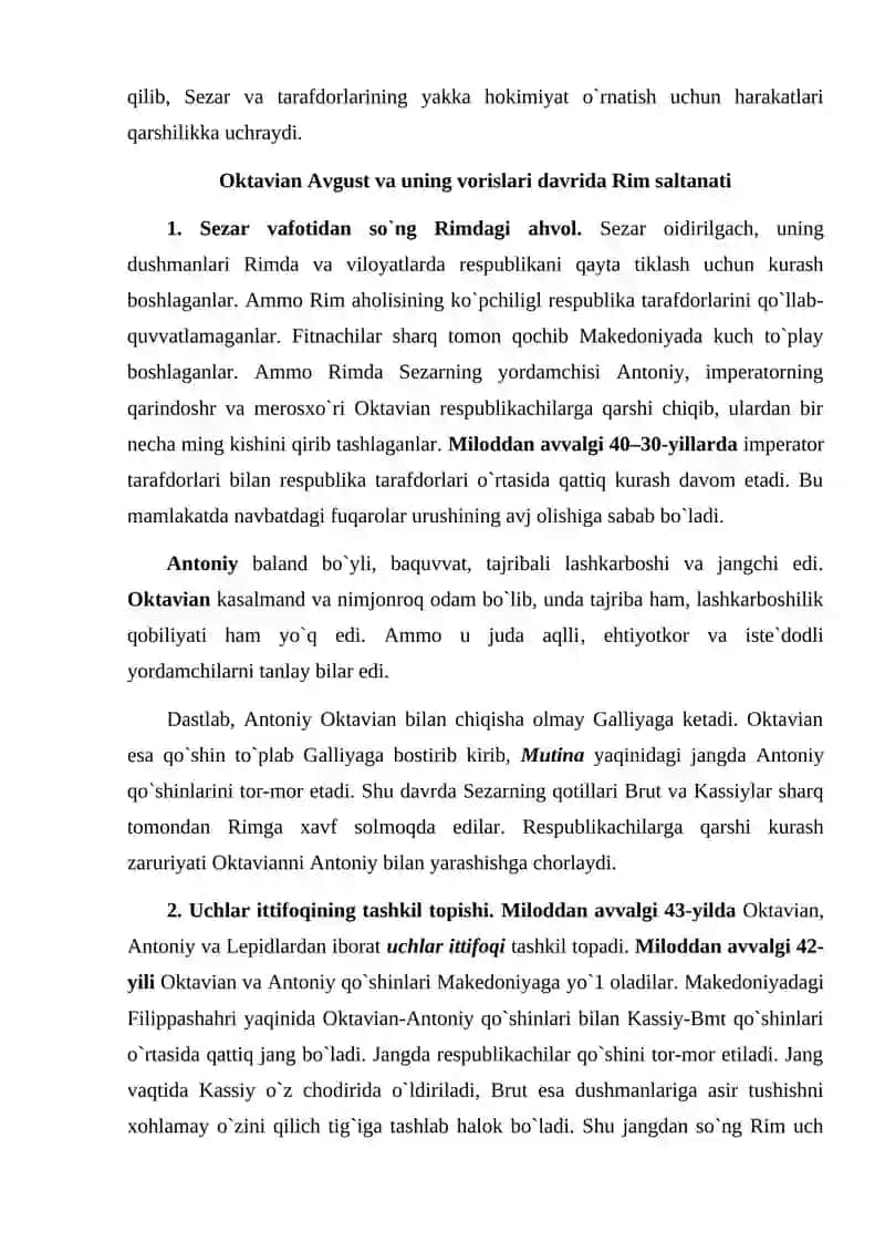 Rimda respublikaning qulashi va saltanatning tashkil topishi 3