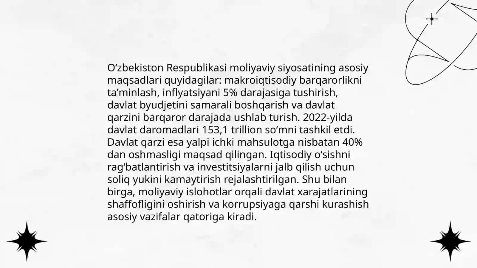 Oʻzbekiston Respublikasi moliyaviy siyosati 3