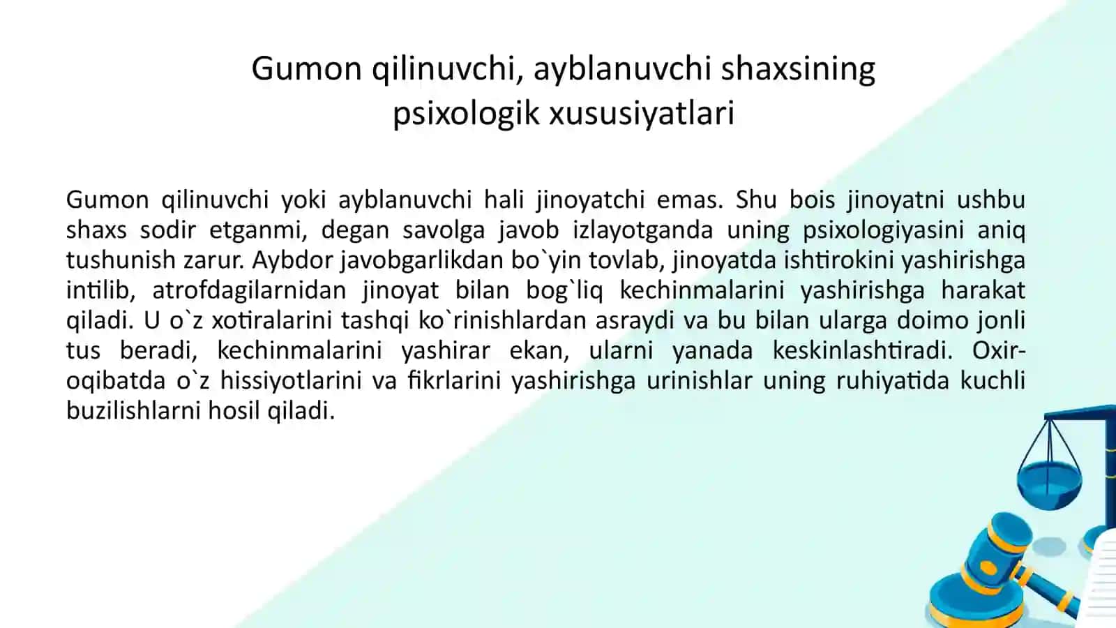 Tergov harakatlarini o`tkazishning psixologik xususiyatlari 3