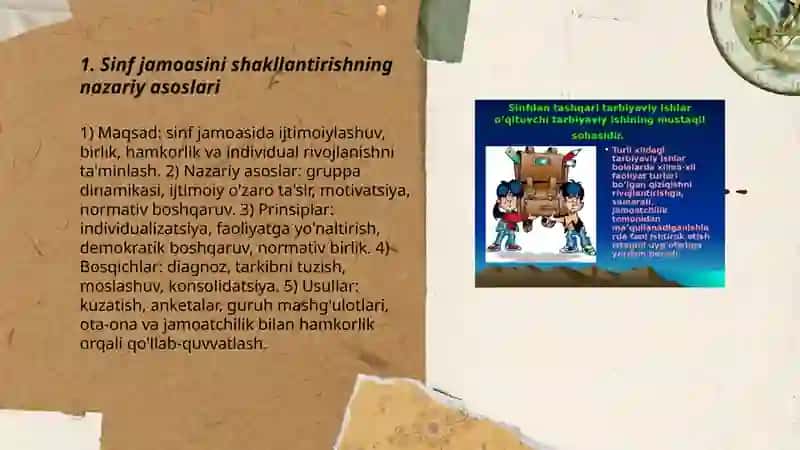 Sinf jamoasini tuzish jipslashtirish sinf rahbarining oila jamoatchilik bilan olib boradigan ish jarayoni 3